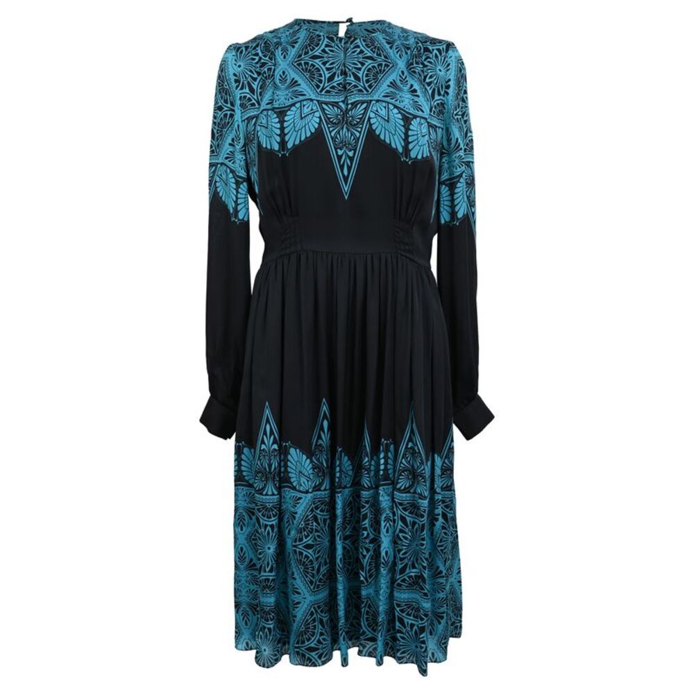 onathan Saunders Long-Sleeve Silk Dress in Multicolor Viscose